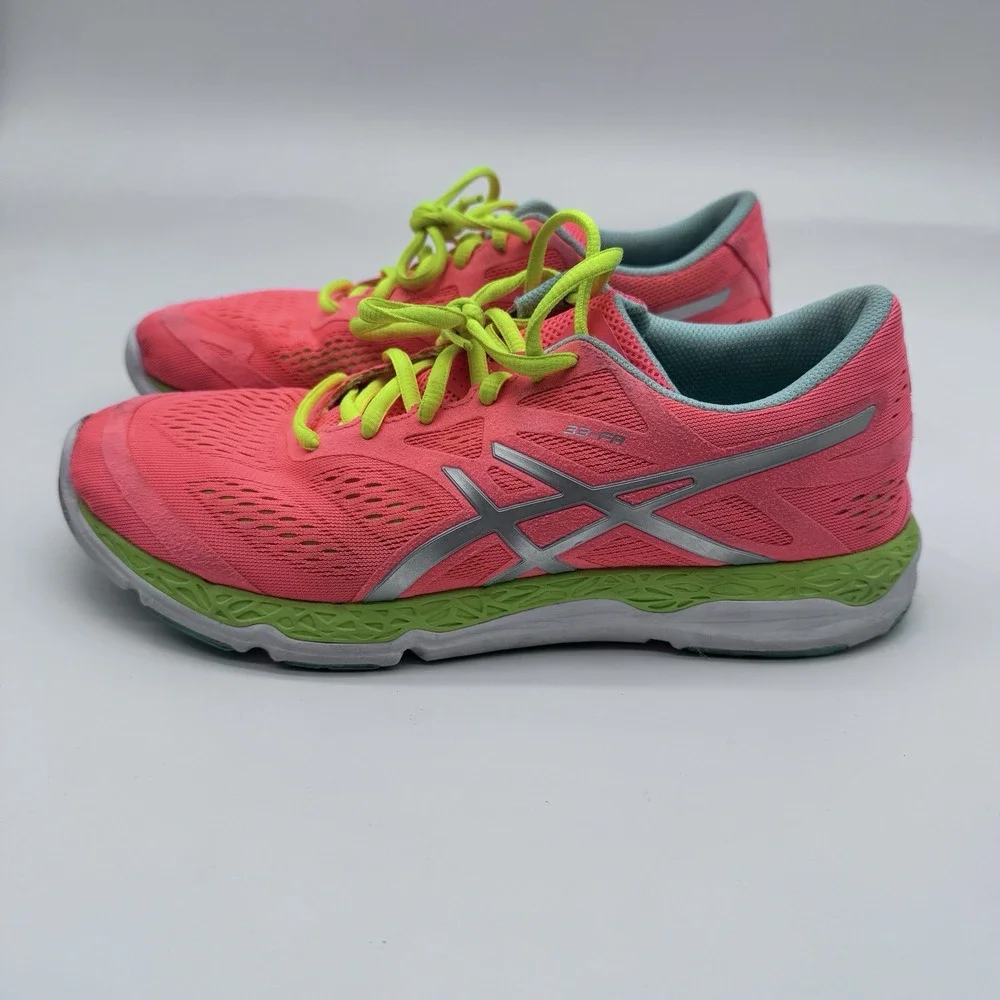 Asics Shoes Women 9.5 Low Top Lace Up Gym Orange Sneaker 33-FA Logo Run Cruise +
